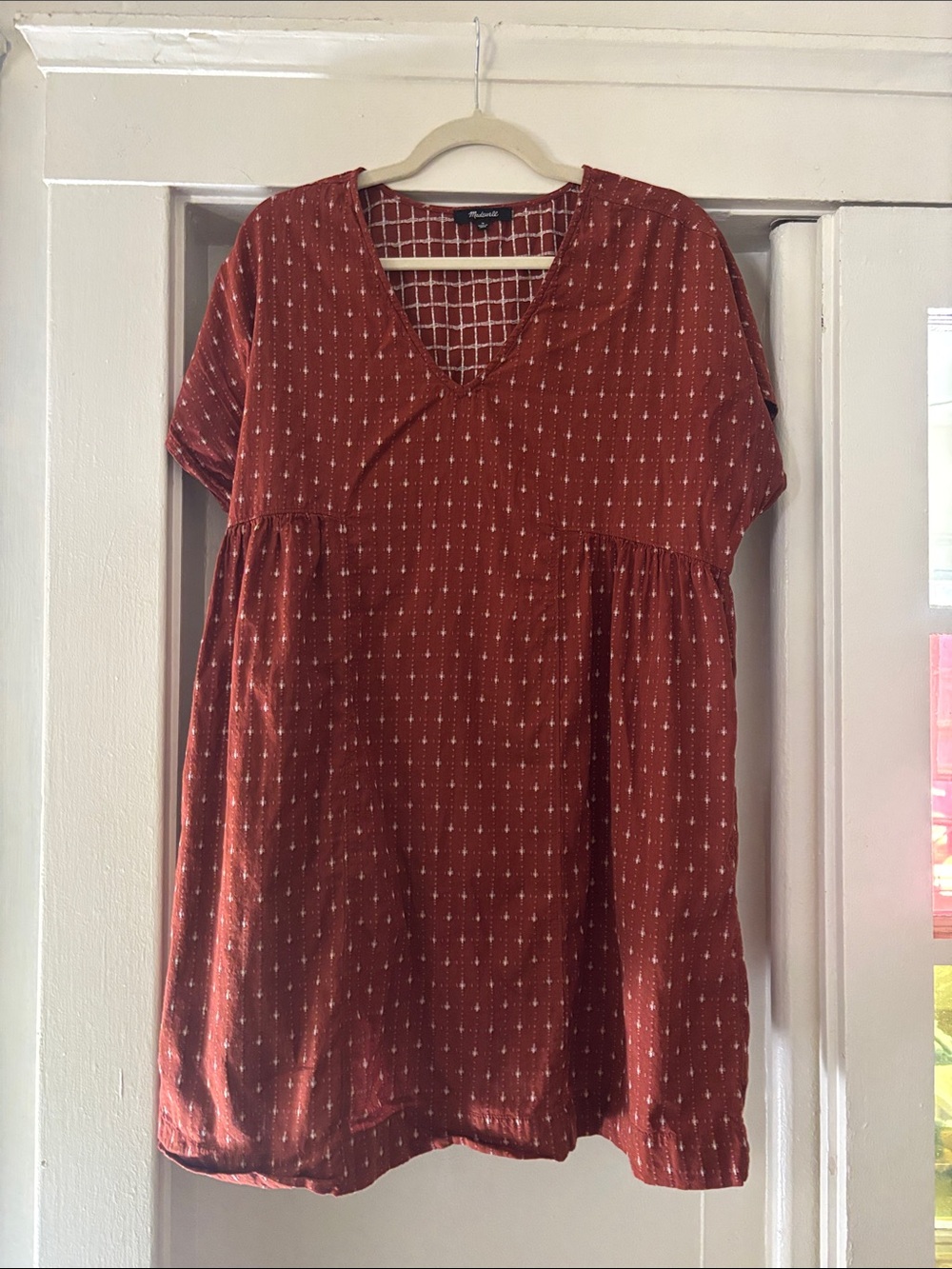 Madewell Rust V-Neck Babydoll Tunic